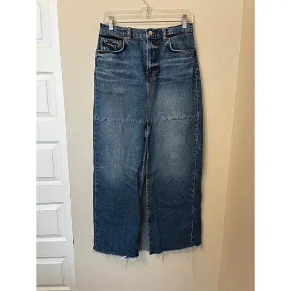 Reformation Jeans Tazz Maxi Denim Skirt Hemlock Size 27 - Picture 2 of 7
